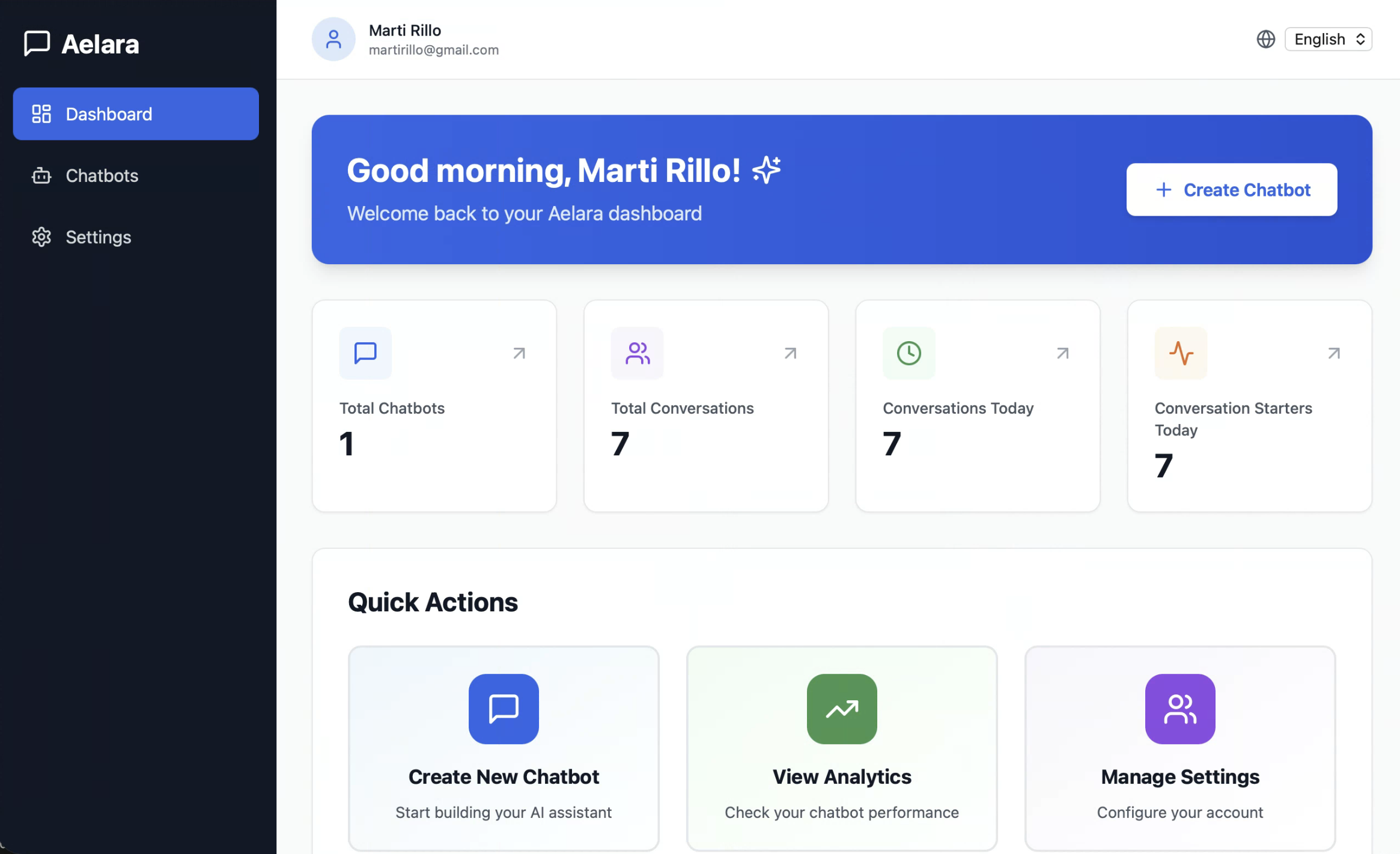 Aelara AI Chatbot SaaS platvorm